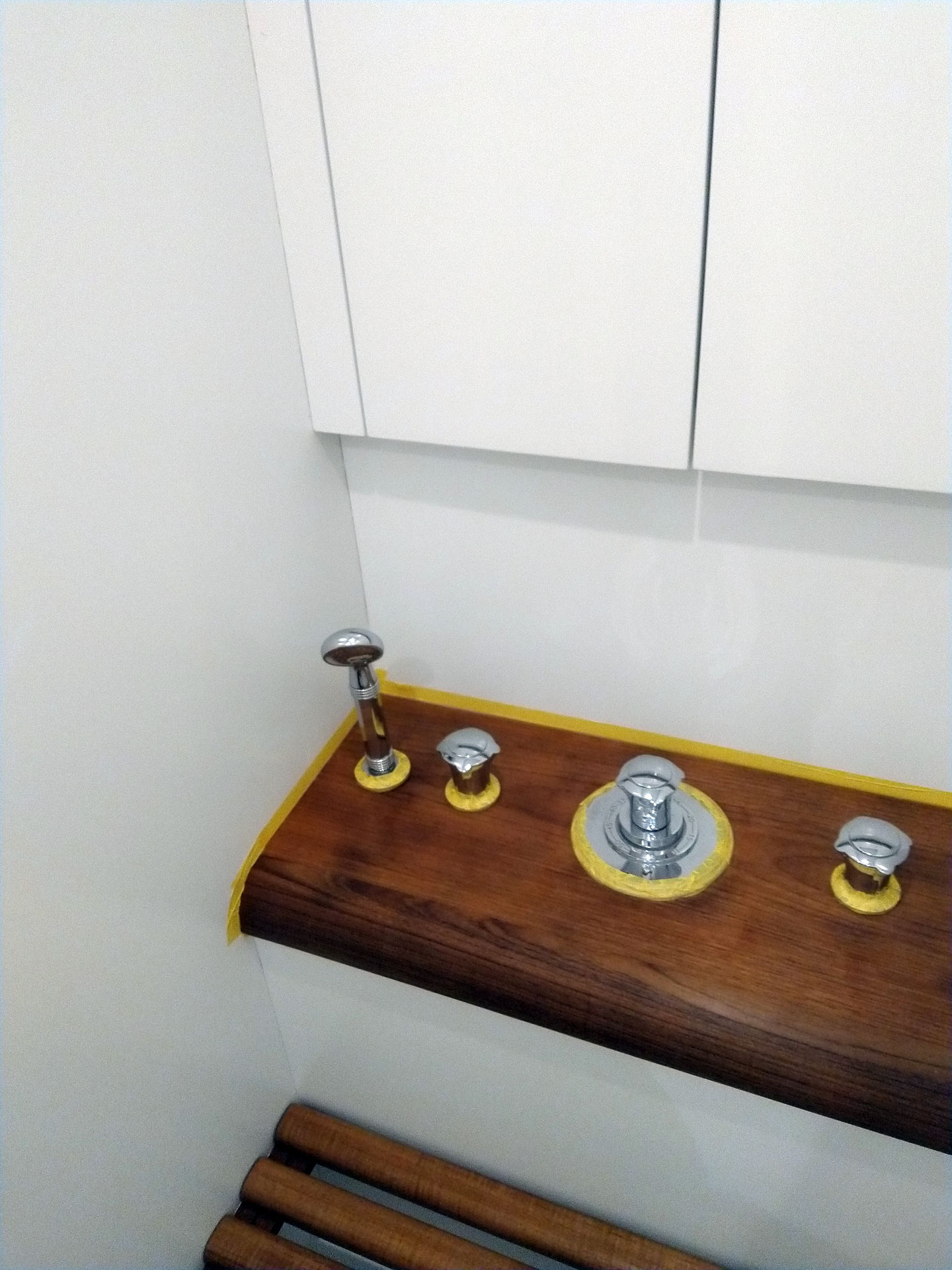 Luxury yacht wet room walls vinyl wrapped