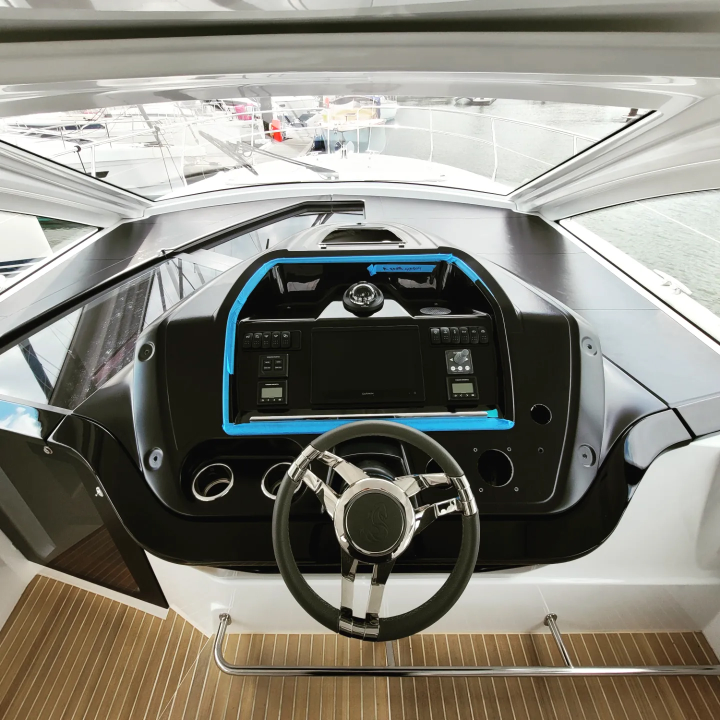Motor yacht interior dash console wrap
