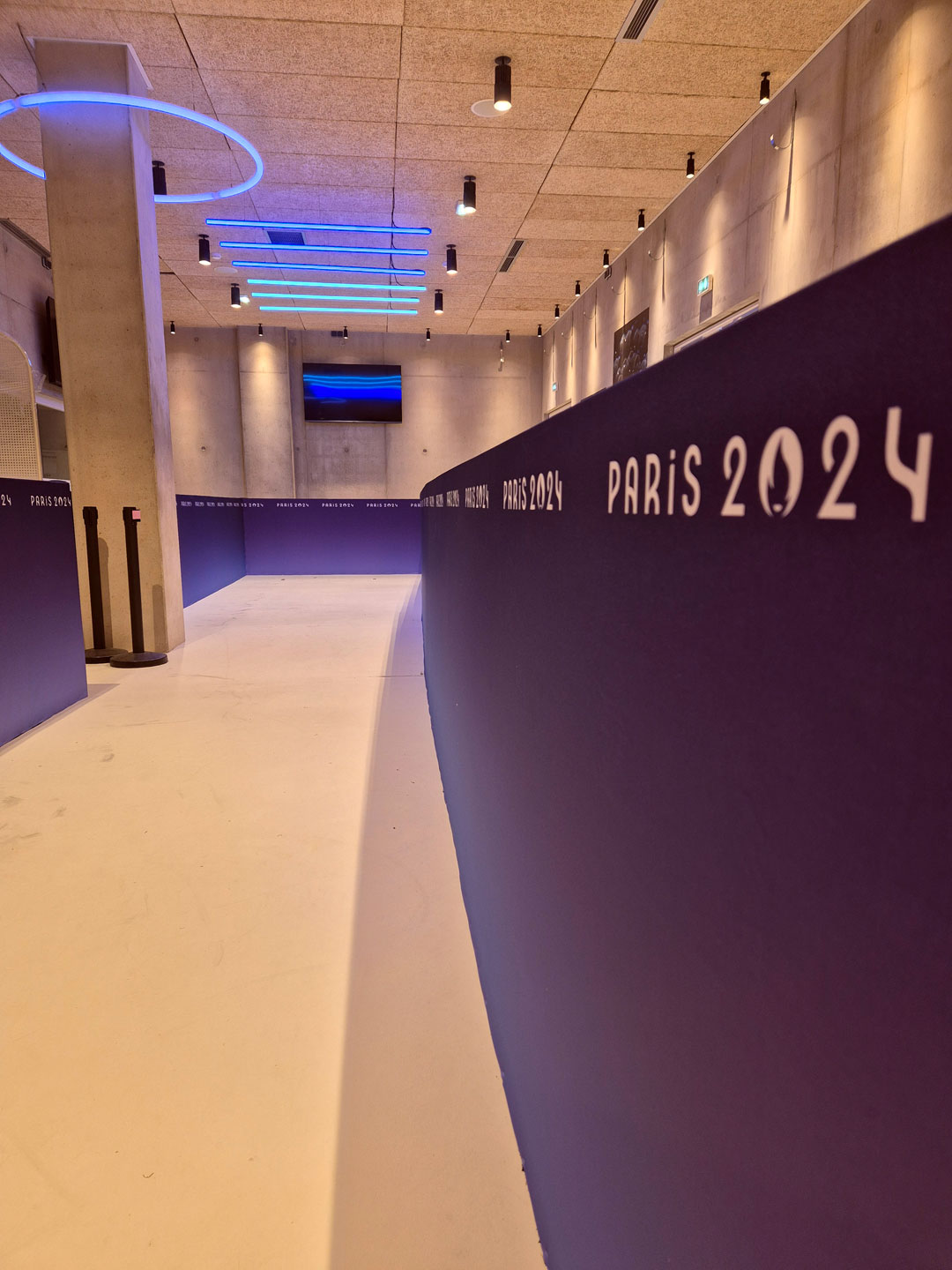 Paris Olympic Games 2024 interior press interview area branding (fabric stretched banners)